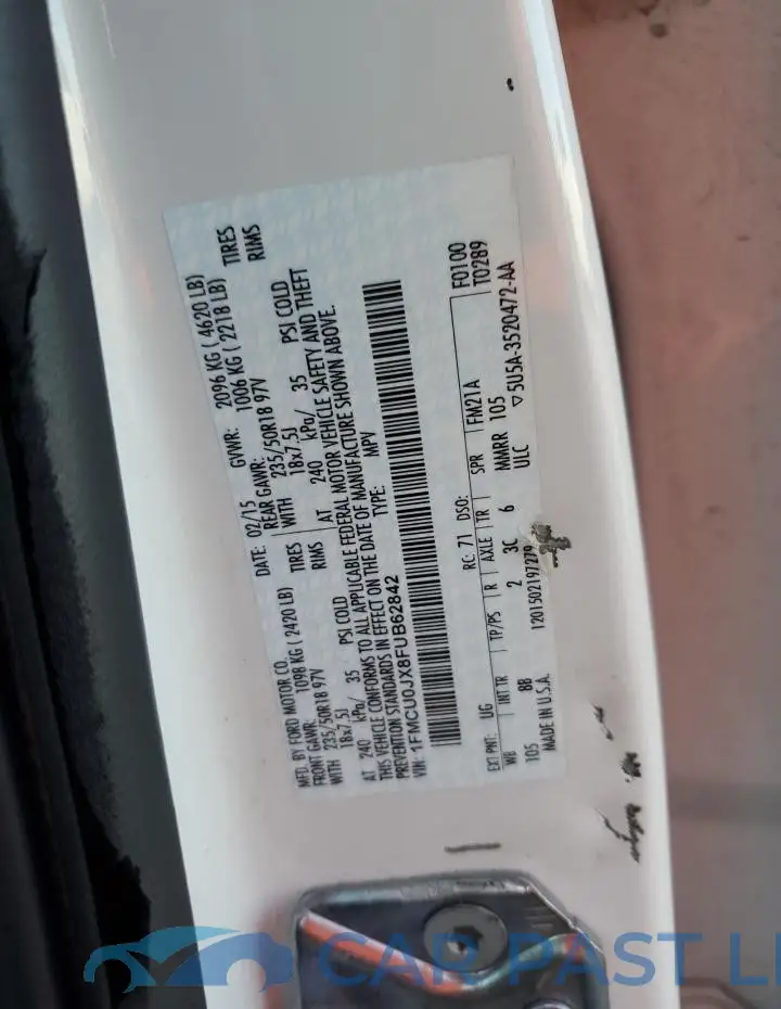 1FMCU0JX8FUB62842# 12