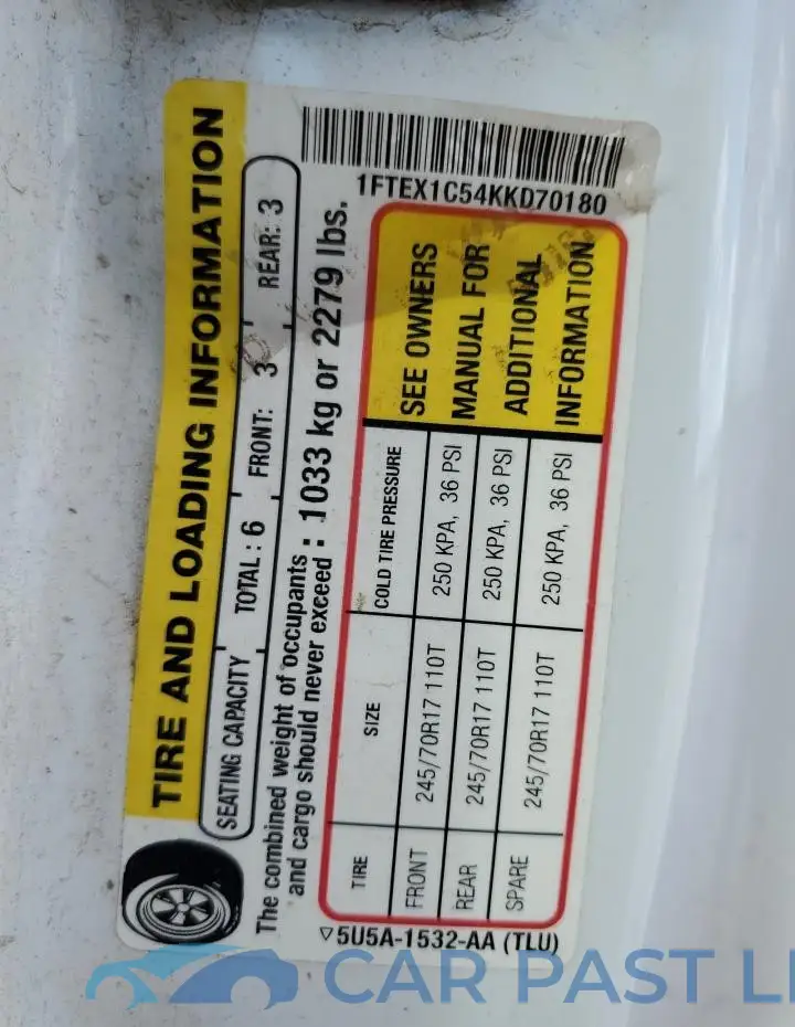 1FTEX1C54KKD70180# 13