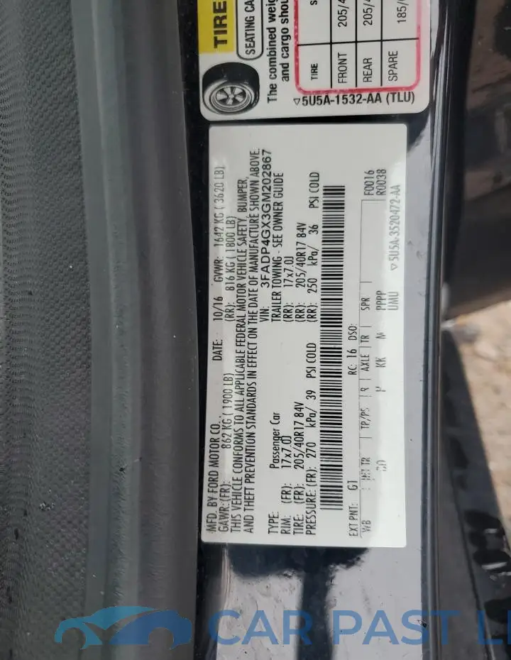 3FADP4GX3GM202867# 13