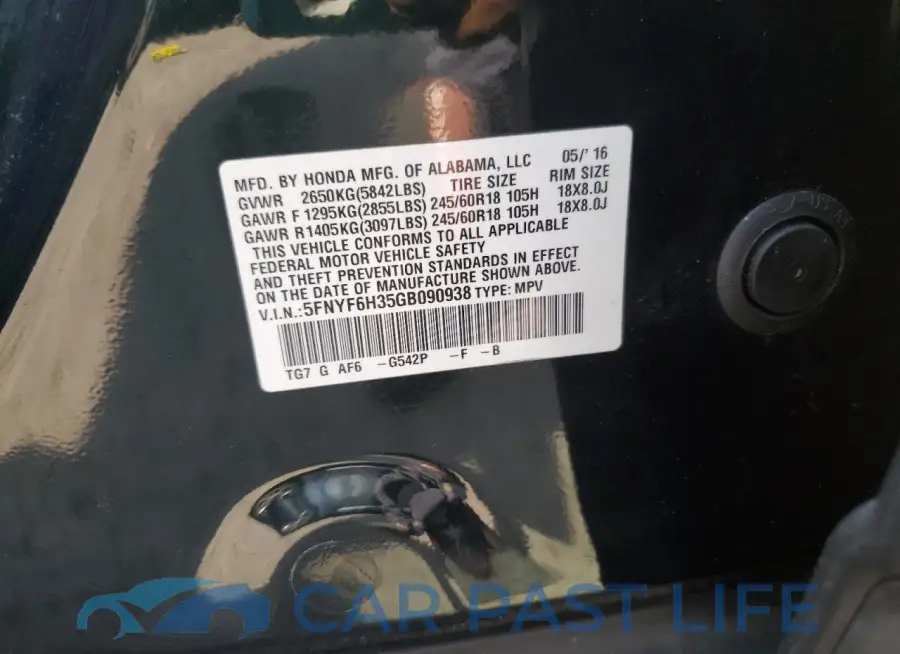 5FNYF6H35GB090938# 13