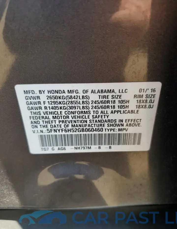 5FNYF6H52GB060460# 13