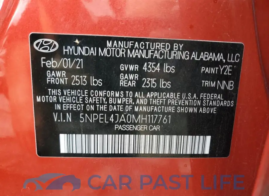 5NPEL4JA0MH117761# 12