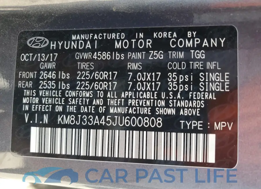 KM8J33A45JU600808# 14