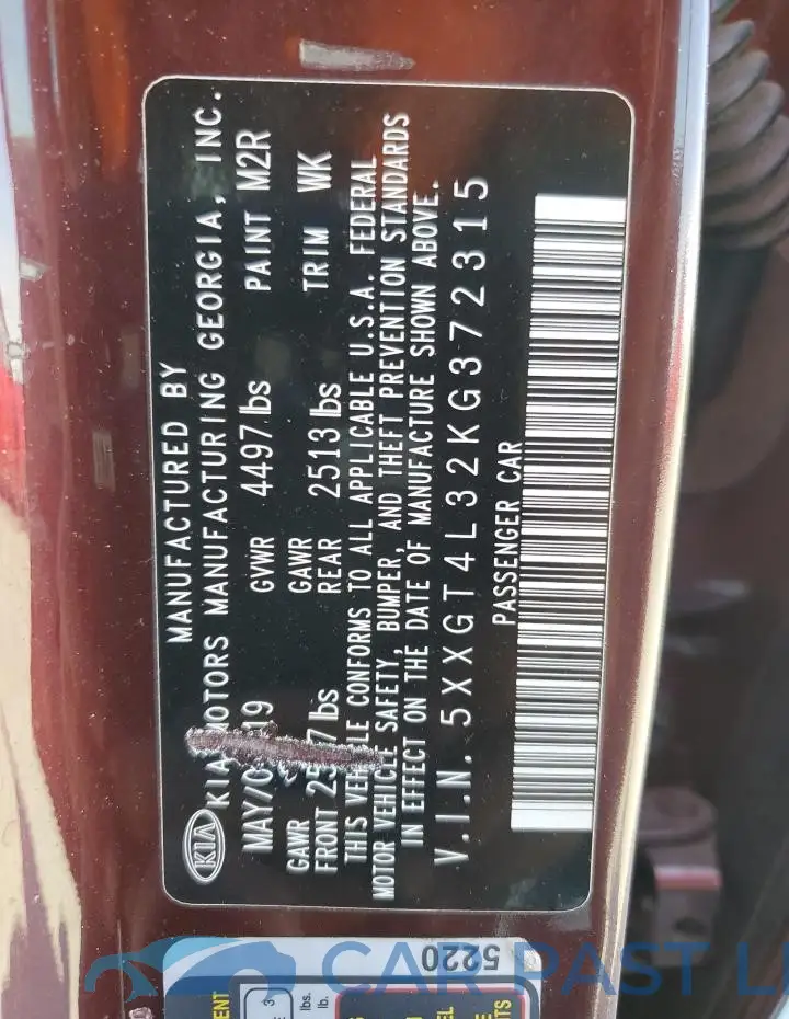 5XXGT4L32KG372315# 13