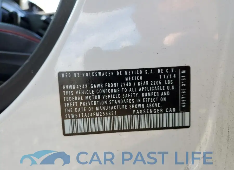 3VW5T7AJ4FM255881# 13