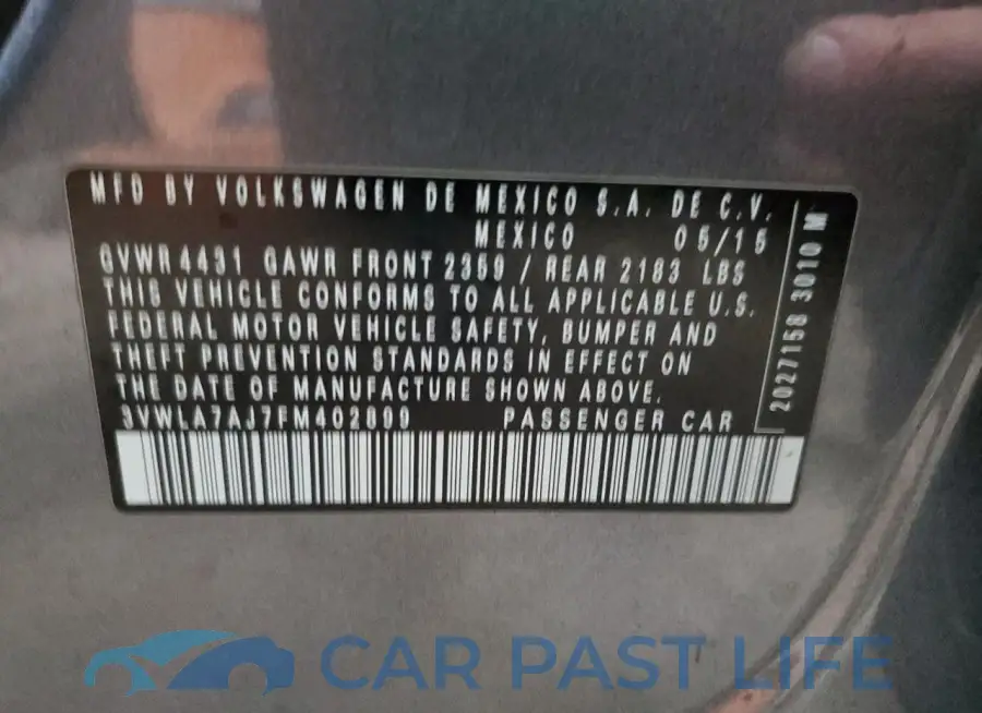3VWLA7AJ7FM402899# 12