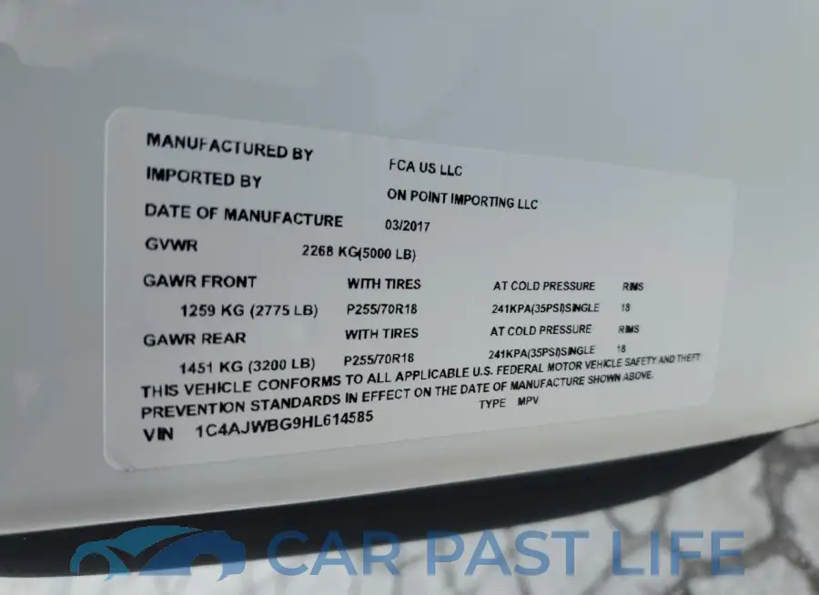 1C4AJWBG9HL614585# 13