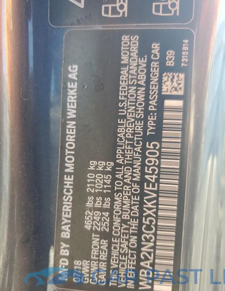 WBA2N3C5XKVE45905# 12