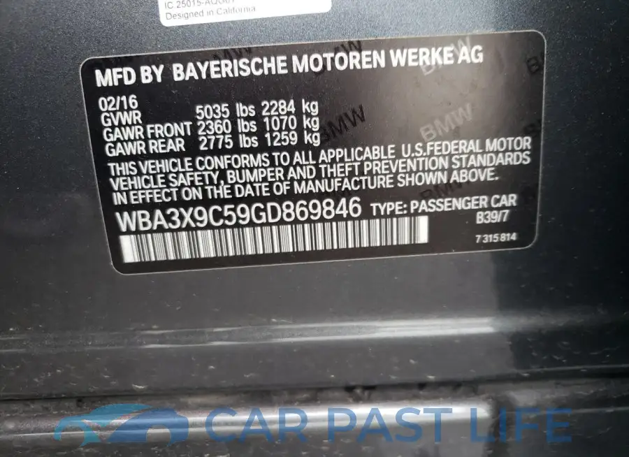 WBA3X9C59GD869846# 12