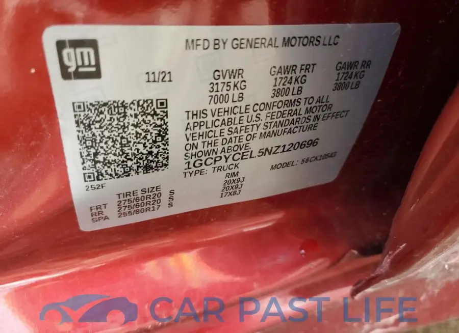 1GCPYCEL5NZ120696# 12