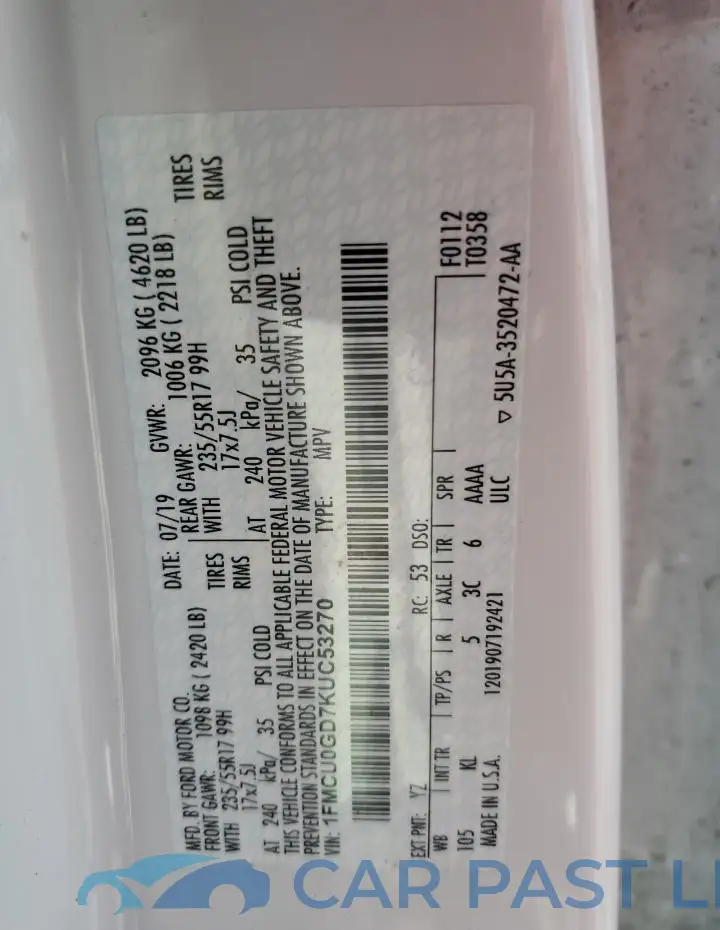 1FMCU0GD7KUC53270# 13