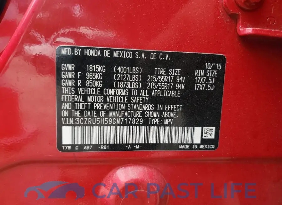 3CZRU5H59GM717829# 13