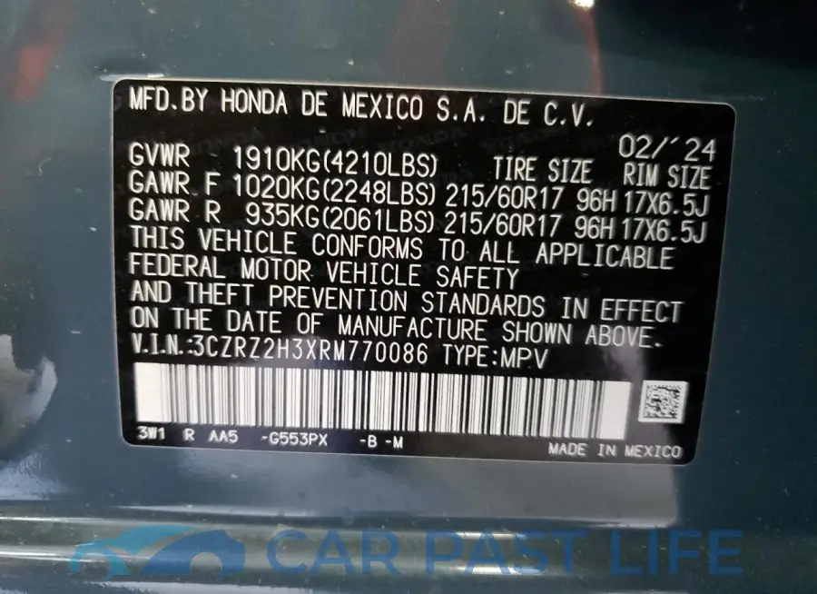 3CZRZ2H3XRM770086# 14