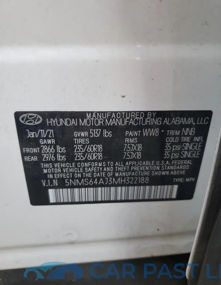 5NMS64AJ3MH322188# 13
