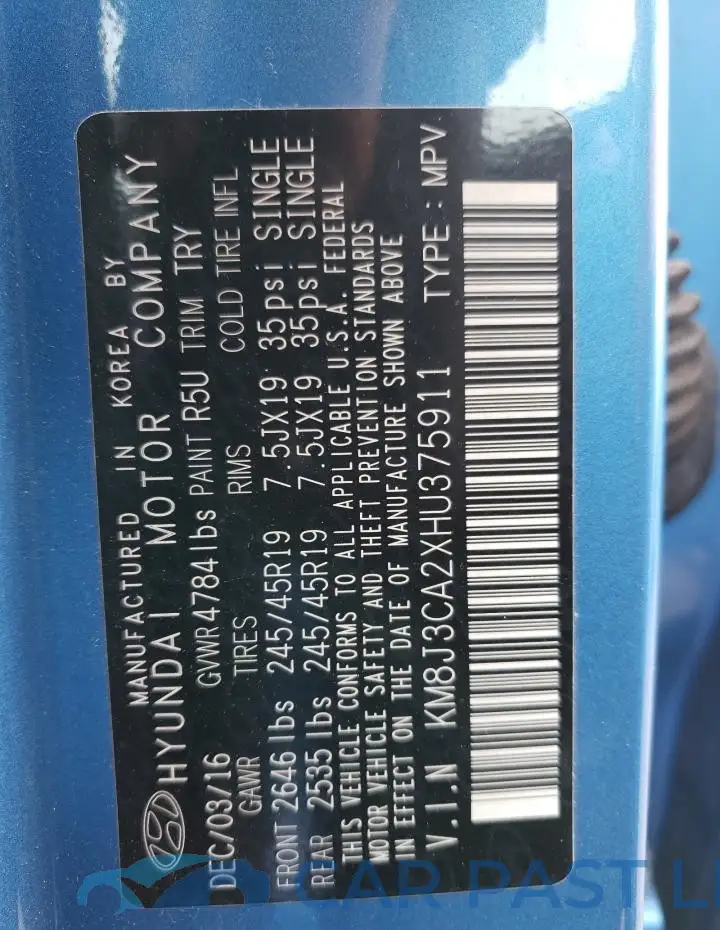 KM8J3CA2XHU375911# 14