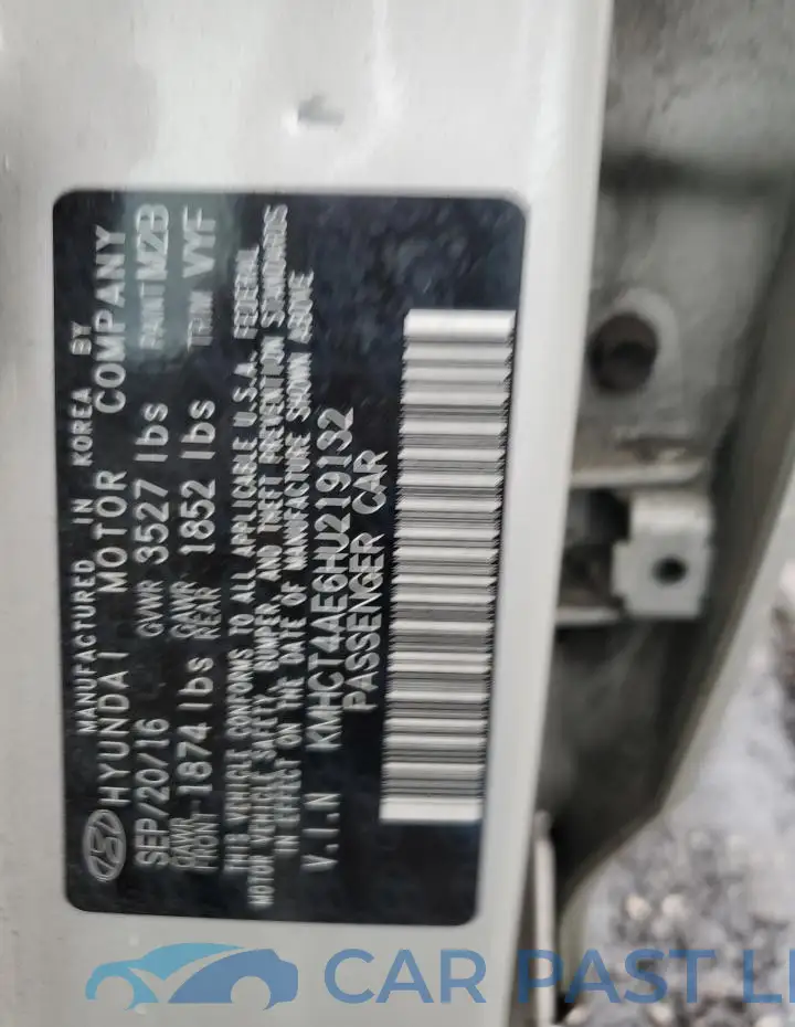 KMHCT4AE6HU219132# 12