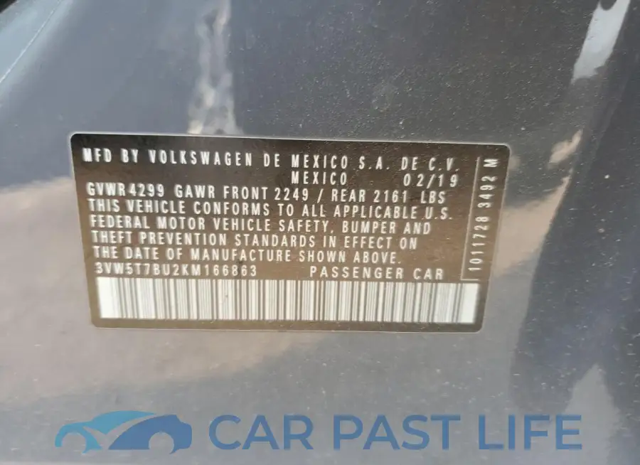 3VW5T7BU2KM166863# 12