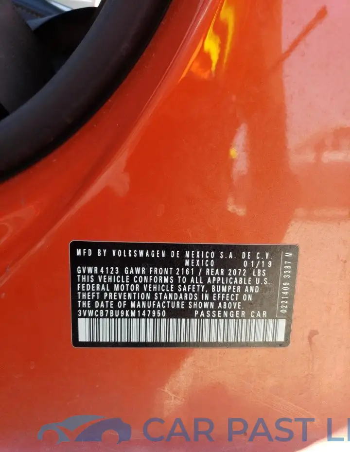 3VWCB7BU9KM147950# 12