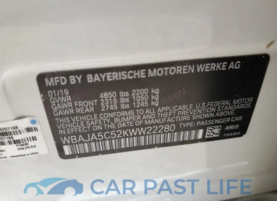 WBAJA5C52KWW22280# 12