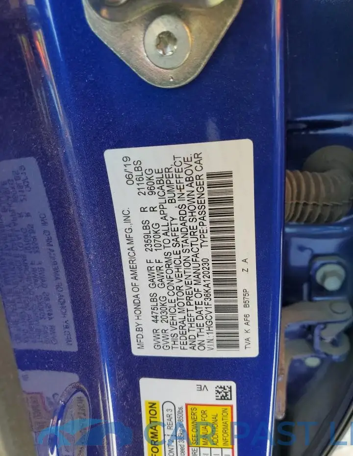1HGCV1F36KA120230# 12