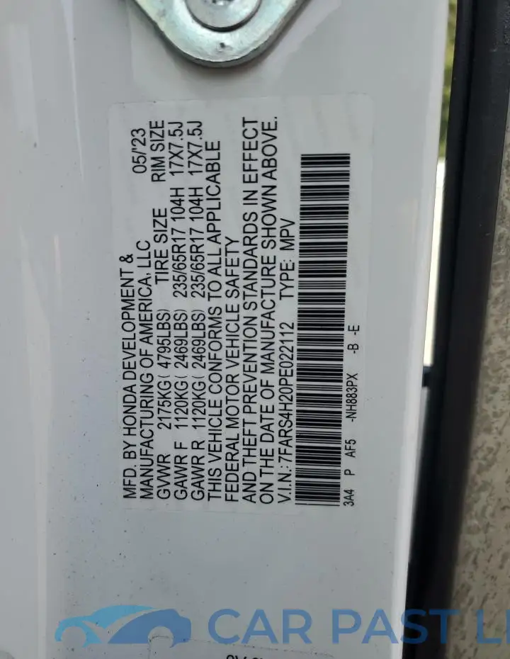 7FARS4H20PE022112# 13