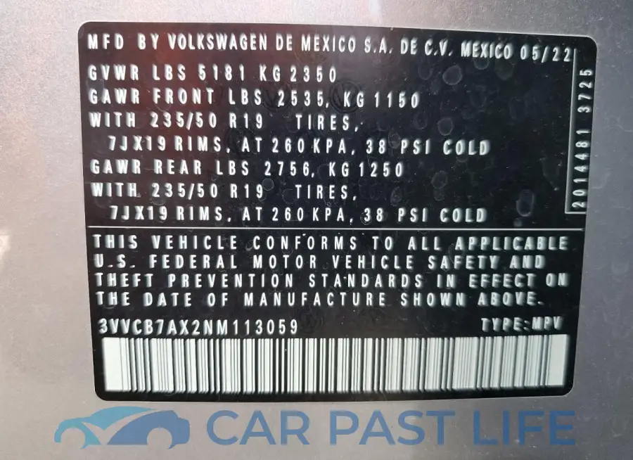 3VVCB7AX2NM113059# 14