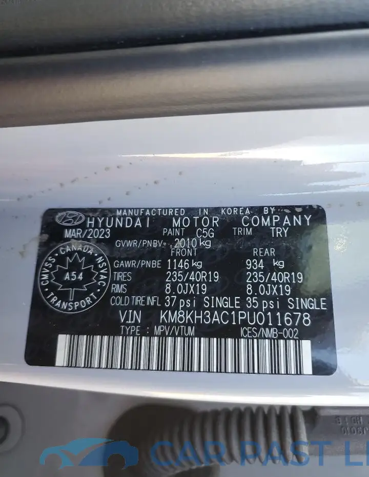KM8KH3AC1PU011678# 12