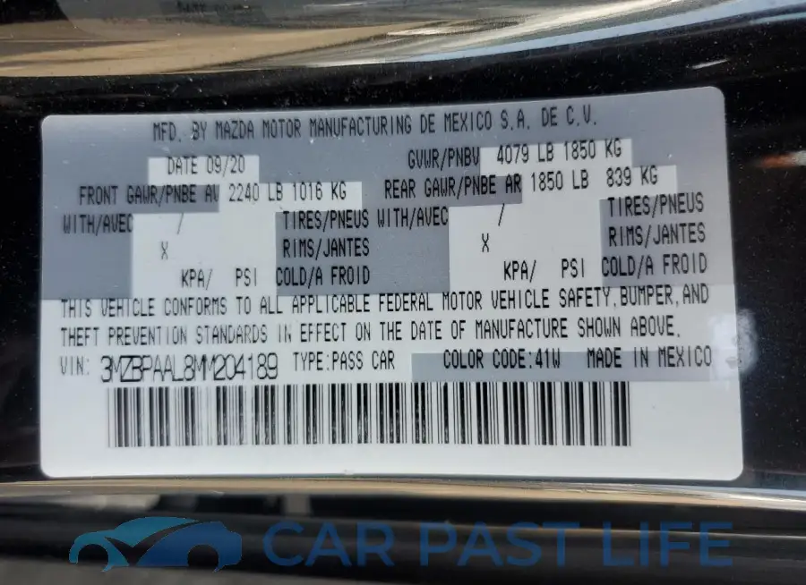 3MZBPAAL8MM204189# 12