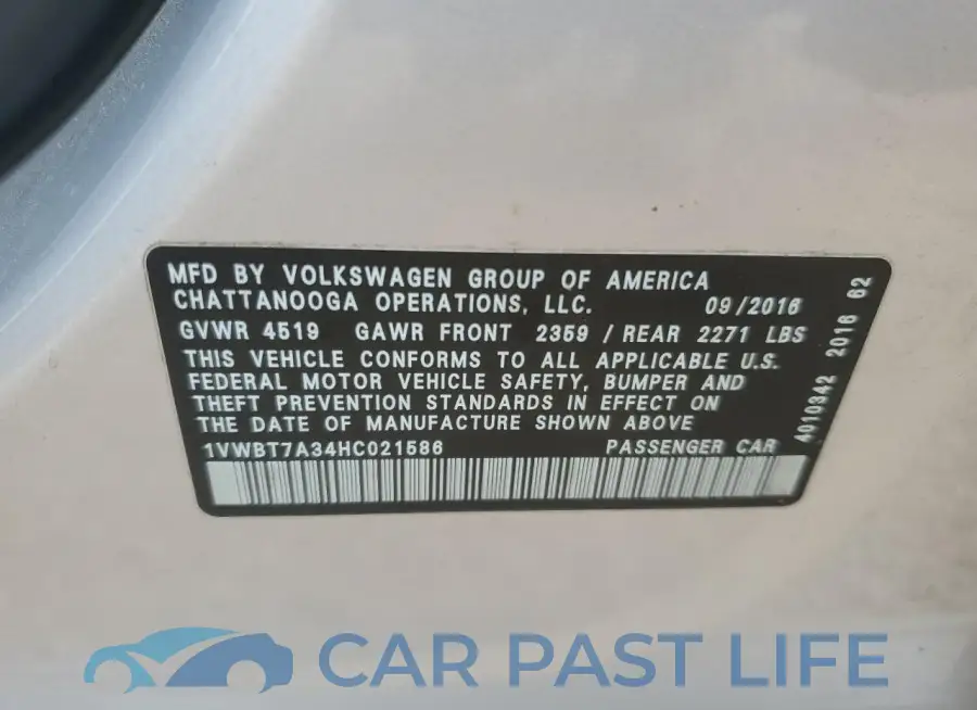1VWBT7A34HC021586# 12
