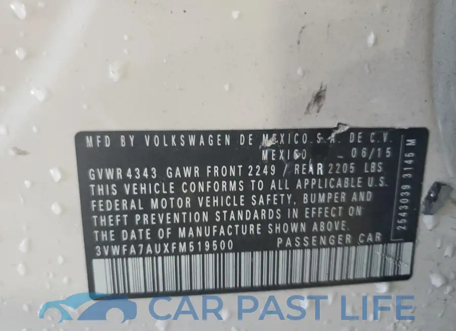 3VWFA7AUXFM519500# 13