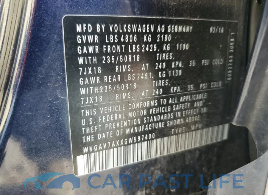WVGAV7AXXGW597400# 14