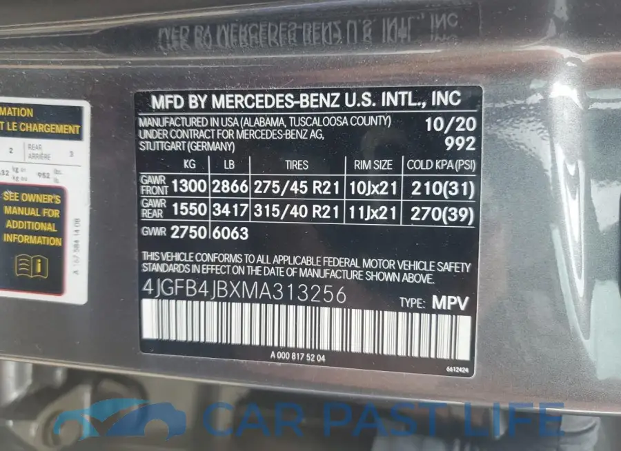 4JGFB4JBXMA313256# 13
