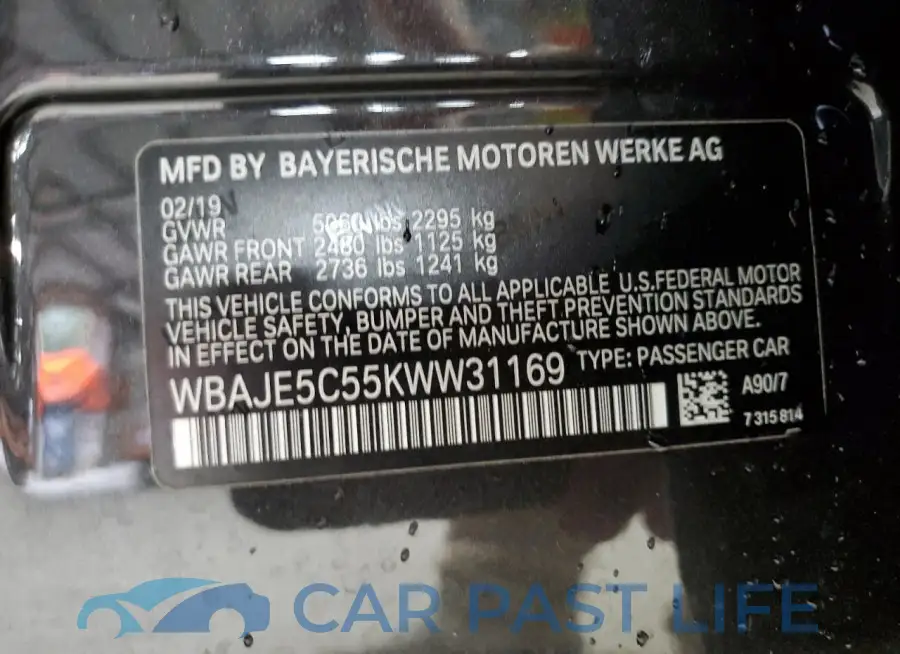 WBAJE5C55KWW31169# 12