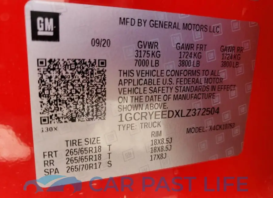 1GCRYEEDXLZ372504# 12