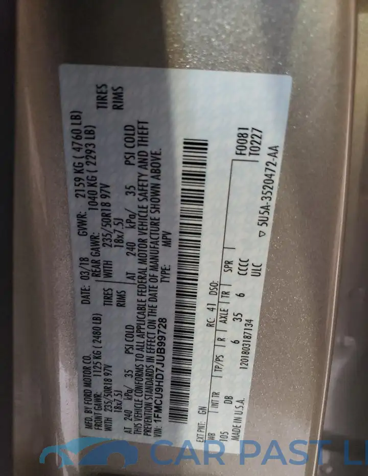 1FMCU9HD7JUB99728# 13