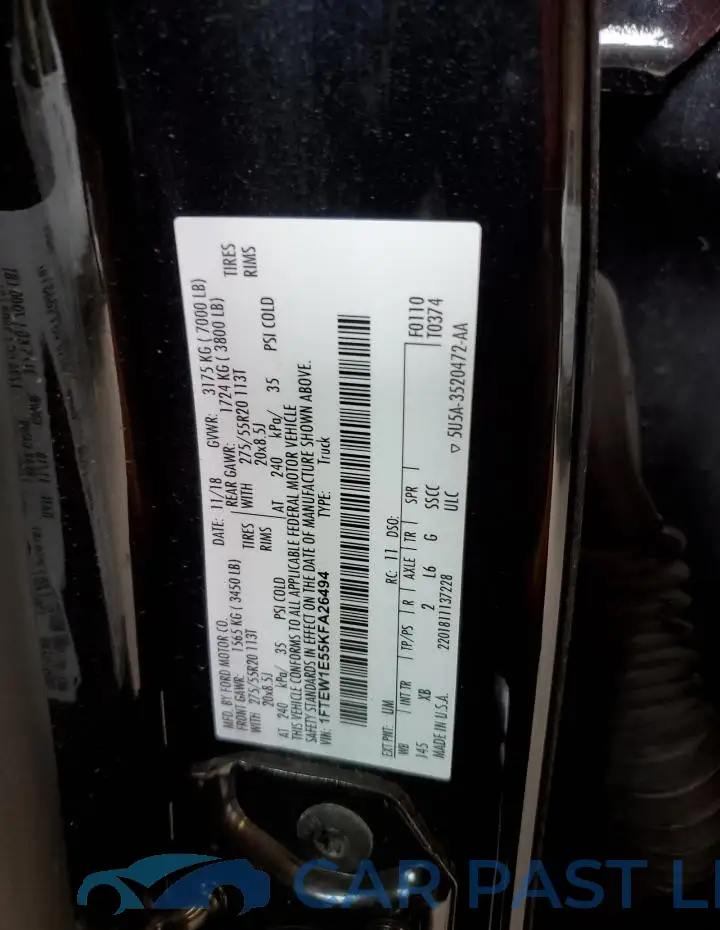 1FTEW1E55KFA26494# 12