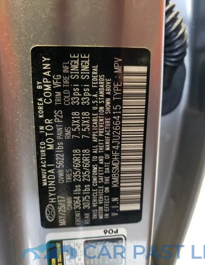 KM8SMDHF4JU266415# 13