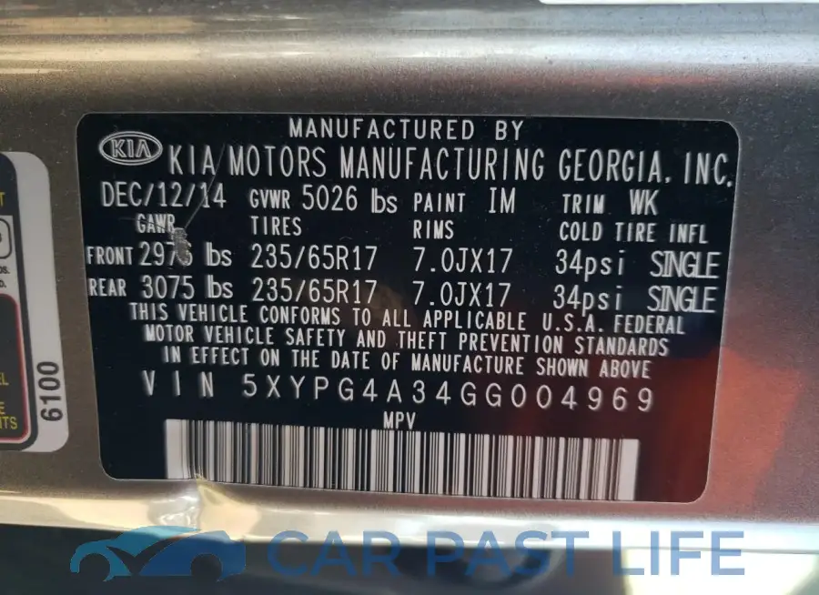 5XYPG4A34GG004969# 12