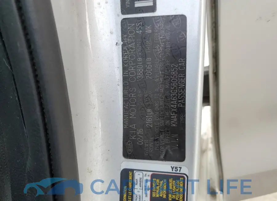KNAFX4A63G5605852# 12