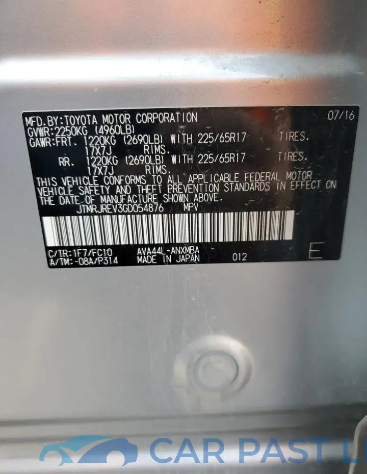 JTMRJREV3GD054876# 13