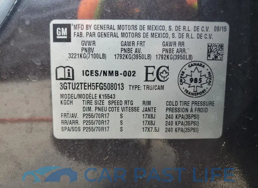 3GTU2TEH5FG508013# 12
