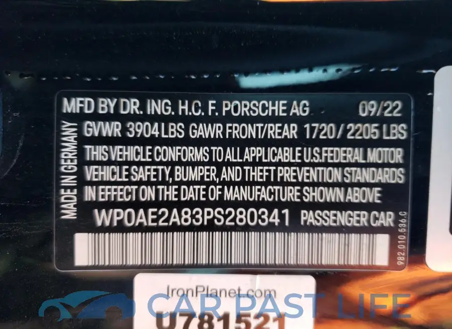 WP0AE2A83PS280341# 13