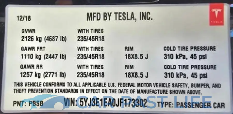5YJ3E1EA0JF173302# 10
