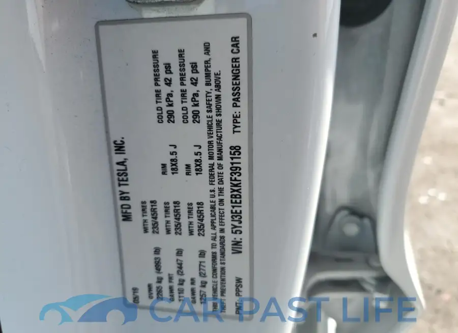 5YJ3E1EBXKF391158# 12