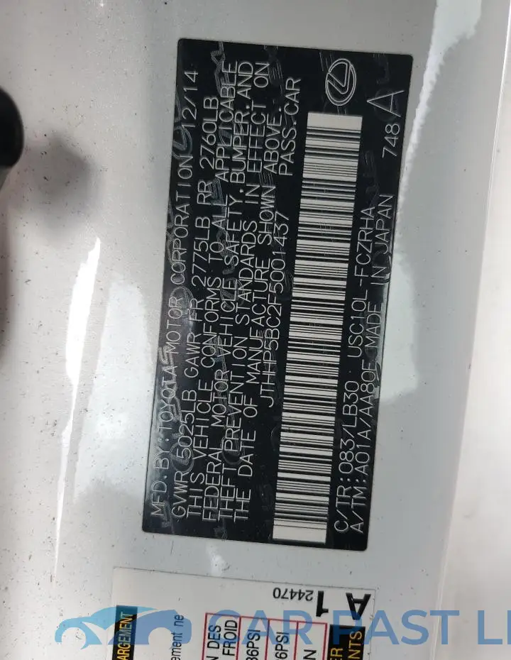 JTHHP5BC2F5001437# 12