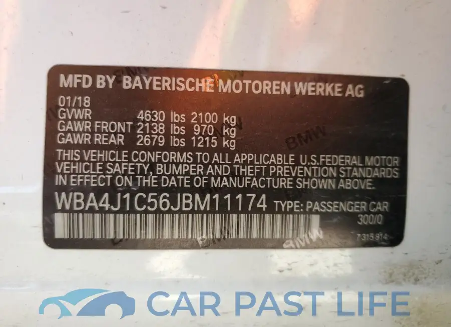 WBA4J1C56JBM11174# 12