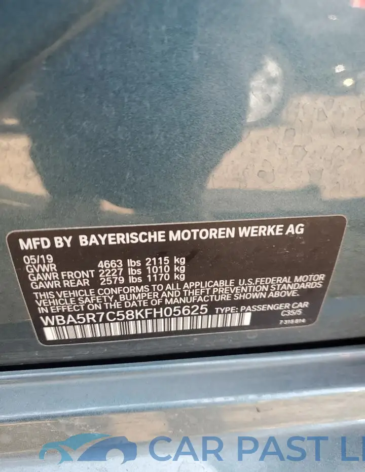 WBA5R7C58KFH05625# 12