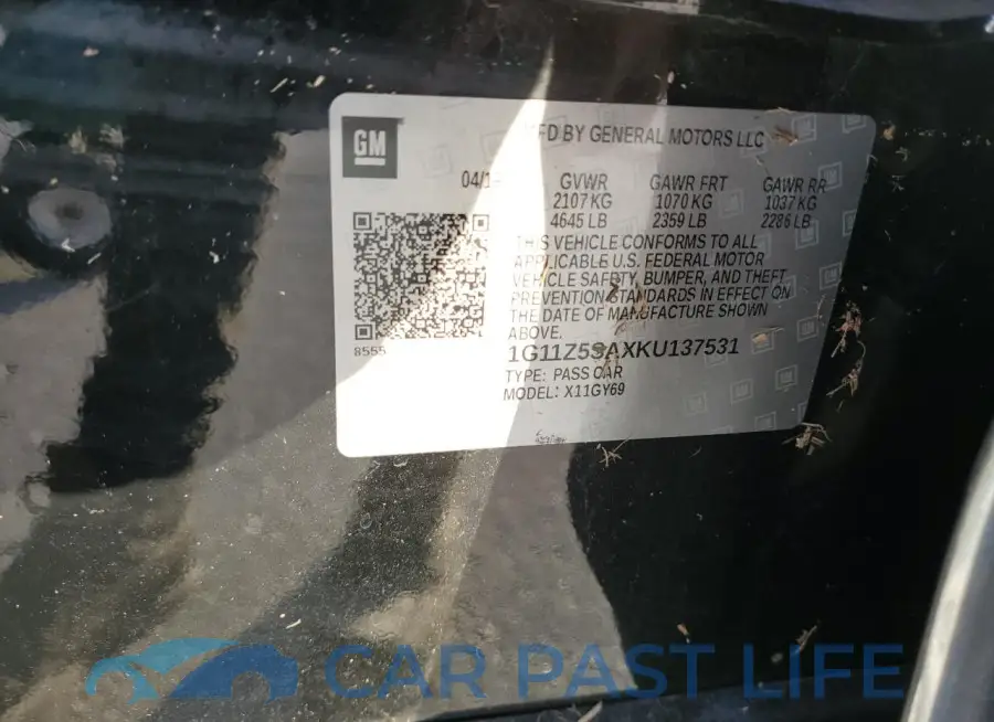 1G11Z5SAXKU137531# 12