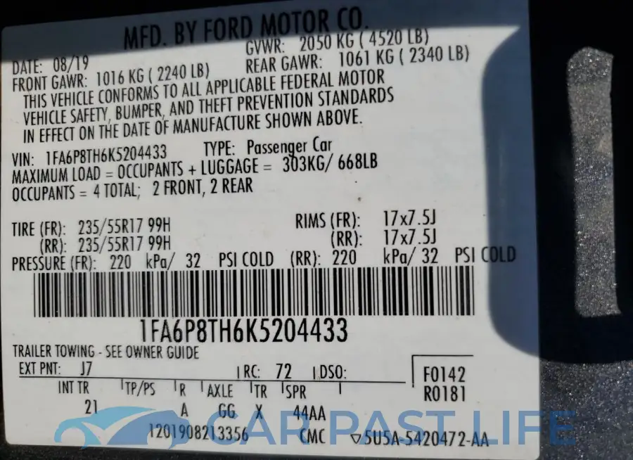1FA6P8TH6K5204433# 12