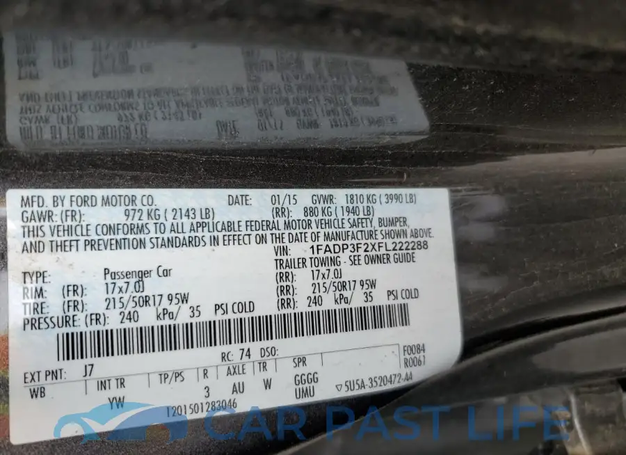 1FADP3F2XFL222288# 12